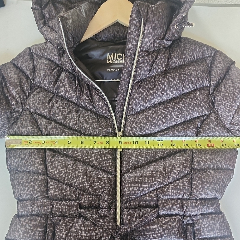 Michael Kors Brown Packable Down Puffer Jacket w/ Bag - XS - Belted - Picture 5 of 10